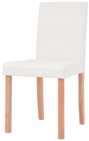 Mesa e cadeiras de jantar 7 pcs couro artificial carvalho creme