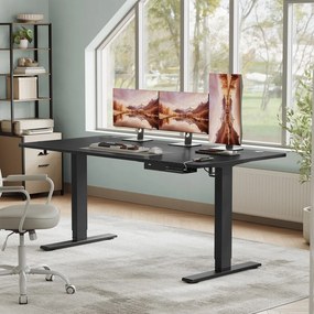 Secretária elétrica com regulação elétrica da altura, 160 x 80 x (72-120) cm, com porta USB-C Preto