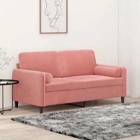 vidaXL Sofá 2 lugares c/ almofadas/almofadões 140 cm veludo rosa