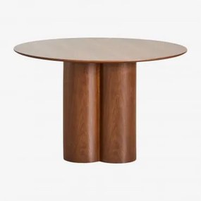 Mesa De Jantar Redonda Ø120 Cm Em Chapa E Mdf Athena Folheado De Nogueira - Sklum