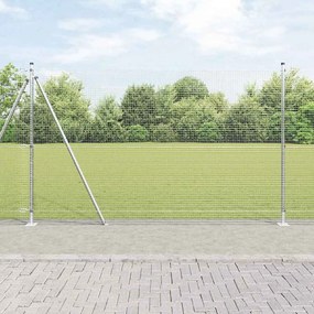 vidaXL Cerca de Arame Soldado com 7 Postes Flangeados 1,4x10 m Aço Galvanizado