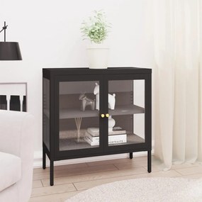 vidaXL Aparador 70x35x70 cm vidro e aço preto