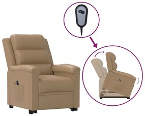 vidaXL Poltrona elevatória couro artificial cappuccino