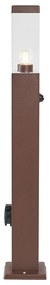Candeeiro de exterior castanho ferrugem com vidro transparente 80cm IP44 com tomada e sensor de movimento - Malios Moderno