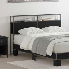 vidaXL Cabeceira de armazenamento com prateleira Carvalho preto 120 cm
