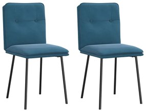 Cadeiras de jantar 2 pcs veludo azul