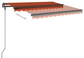 Toldo automático LED e sensor de vento 3x2,5m laranja/castanho