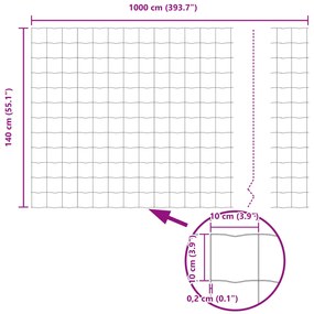 Cerca Euro com 5 Postes U Verde 1,4x10 m Aço