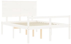 Estrutura de cama com cabeceira 120x200cm madeira maciça branco