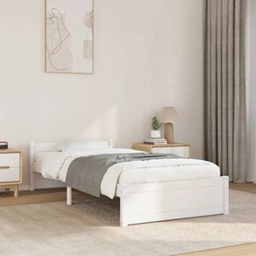 Estrutura de cama solteiro 90x190 cm madeira maciça branco
