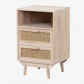 Mesa De Cabeceira Quadrada 40x40 Cm Com Arrumação Em Madeira Ralik Madeira Natural - Sklum