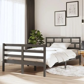3101260 vidaXL Estrutura de cama dupla 135x190 cm madeira maciça cinzento