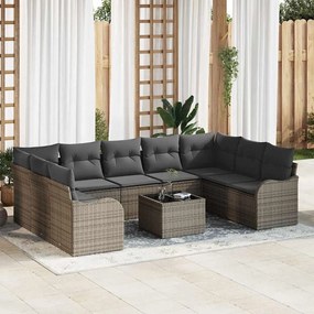 Conjunto de Sofá de Jardim vidaXL 9 Peças com Almofadas Rattan Sintético Preto