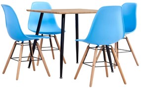 vidaXL 5 pcs conjunto de jantar plástico azul