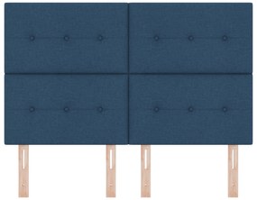 Cabeceira vidaXL Botões Almofadados Azul 140 cm Tecido