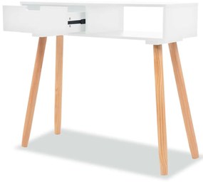 Mesa consola de pinho maciço 80x30x72 cm branco