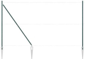Postes de Cerca vidaXL com Ponta 26 pcs Ø32 mm 170 cm Aço Galvanizado
