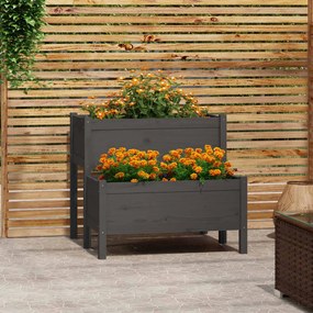 vidaXL Vaso/floreira 84,5x84x75 cm madeira de pinho maciça cinzento