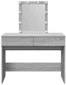 Toucador com LEDs 100x40x130 cm sonoma cinza