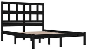 Estrutura cama casal pequena 4FT 120x190 cm pinho maciço preto