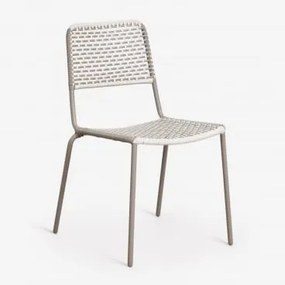 Pack De 4 Cadeiras De Jardim Empilháveis Em Aço E Vime Sintético Veyra Moka Brown - Sklum