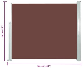 Toldo lateral retrátil 120x300 cm castanho