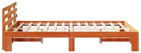 Estrutura de Cama de Madeira de Pinho Castanho Encerado