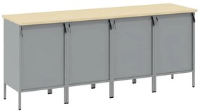 Conjunto de Mobiliário de Trabalho de 4 Peças em Preto e Cinza de Made