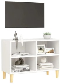 Móvel de TV com pernas em madeira maciça 69,5x30x50 cm branco