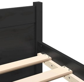 Estrutura de cama casal 135x190 cm madeira maciça preto