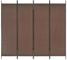 vidaXL Divisória de quarto com 4 painéis 200x180 cm castanho