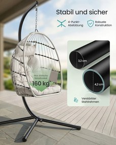 Cadeira suspensa com estrutura para um conforto relaxante