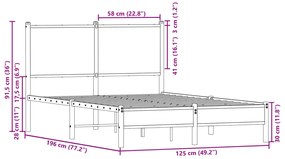 Estrutura de cama sem colchão 120x190 cm metal carvalho sonoma