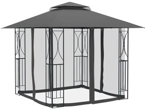 Gazebo com paredes laterais 300x300x270 cm aço antracite