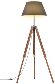 vidaXL Candeeiro de chão tripé 141 cm teca maciça castanho mel/preto
