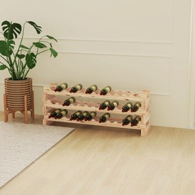 Garrafeira para 36 garrafas, prateleira para vinhos com 3 níveis ajustáveis, 114 × 28 × 42,5 cm, madeira natural