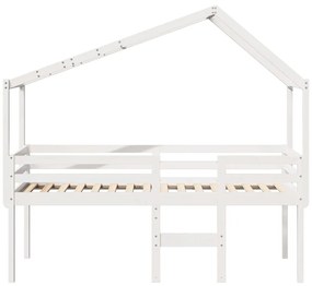 Cama alta com telhado 80x200 cm pinho maciço branco