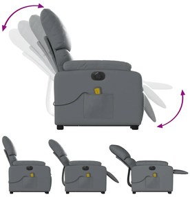 Poltrona reclinável elevatória elétrica couro artificial cinza