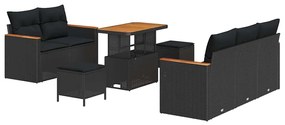 Conjunto de Sofás de Jardim vidaXL de 8 Peças com Almofadas Preto Ratt