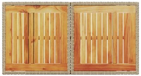 Mesa de jardim 100x55x73 cm vime PE e madeira de acácia bege