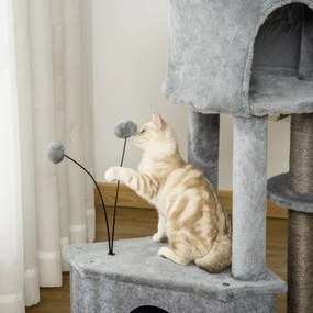 Árvore Arranhadora para Gatos 60x40x133cm Torre para Gatos com Caverna de Feltro Removível Cama de Pelúcia Suave Postes Arranhadores de Sisal Natural