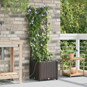 vidaXL Plantadeiras de Jardim da com Sistema de Irrigação por Água Castanho