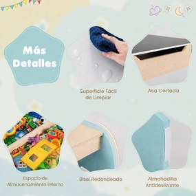 Conjunto de Mesa de Atividades e 2 Cadeiras Infantis, 63,5 x 61,5 x 48 cm, 4 em 1, Azul