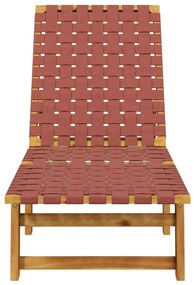 Espreguiçadeiras 2 pcs madeira de acácia maciça/tecido vermelho
