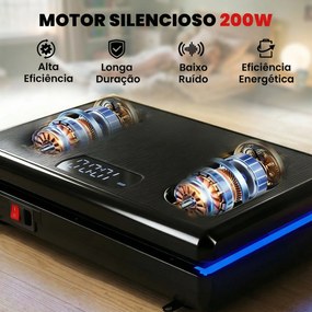 Plataforma Vibratória com 120 Velocidades 5 Programas Ecrã LED Luz Controlo Remoto e 2 Bandas Elásticas 48x32x13 cm Preto