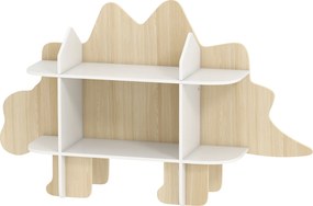 Estante infantil para arrumação de brinquedos e livros, com 6 compartimentos, 120 x 28 x 72,2 cm, em madeira natural