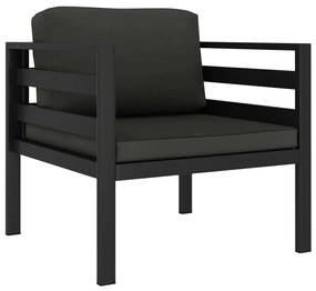 6 pcs conjunto lounge jardim com almofadões alumínio antracite