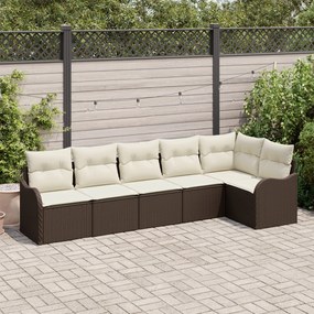 Conjunto de Sofás de Jardim de 6 Peças com Almofadas Rattan Polido Cas