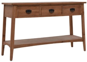 vidaXL Mesa consola madeira de abeto maciça 126x40x77,5 cm castanho
