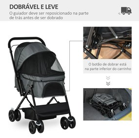 PawHut Carrinho para Animais de Estimação Dobrável Carro para Cães e G